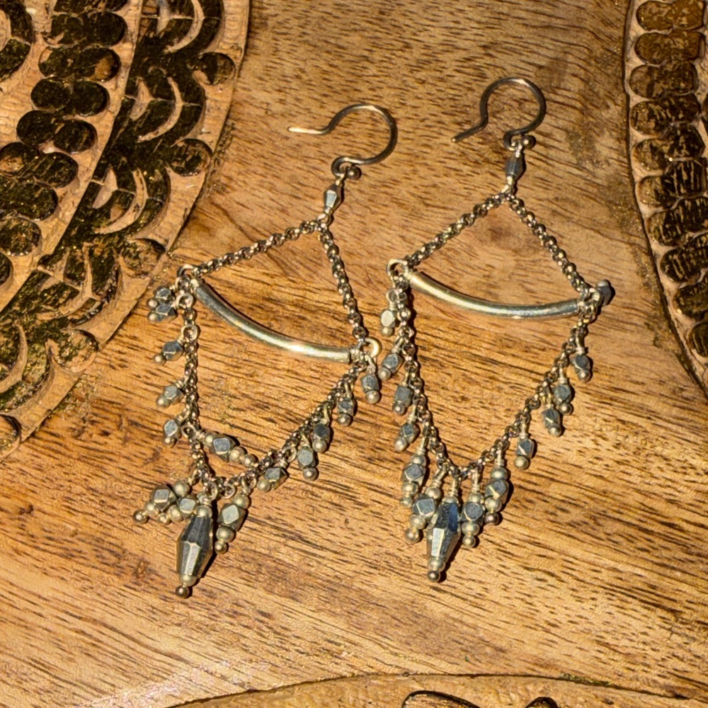 Silver Dangling Chandelier Earrings Boho